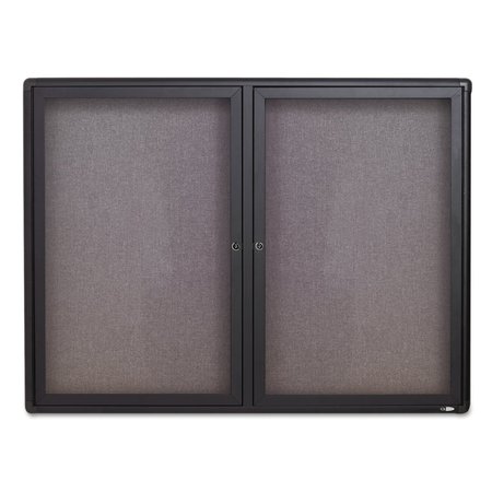 Quartet Enclosed Fabric-Cork Board, 48 x 36, Gray Surface, Graphite Aluminum Frame 2364L